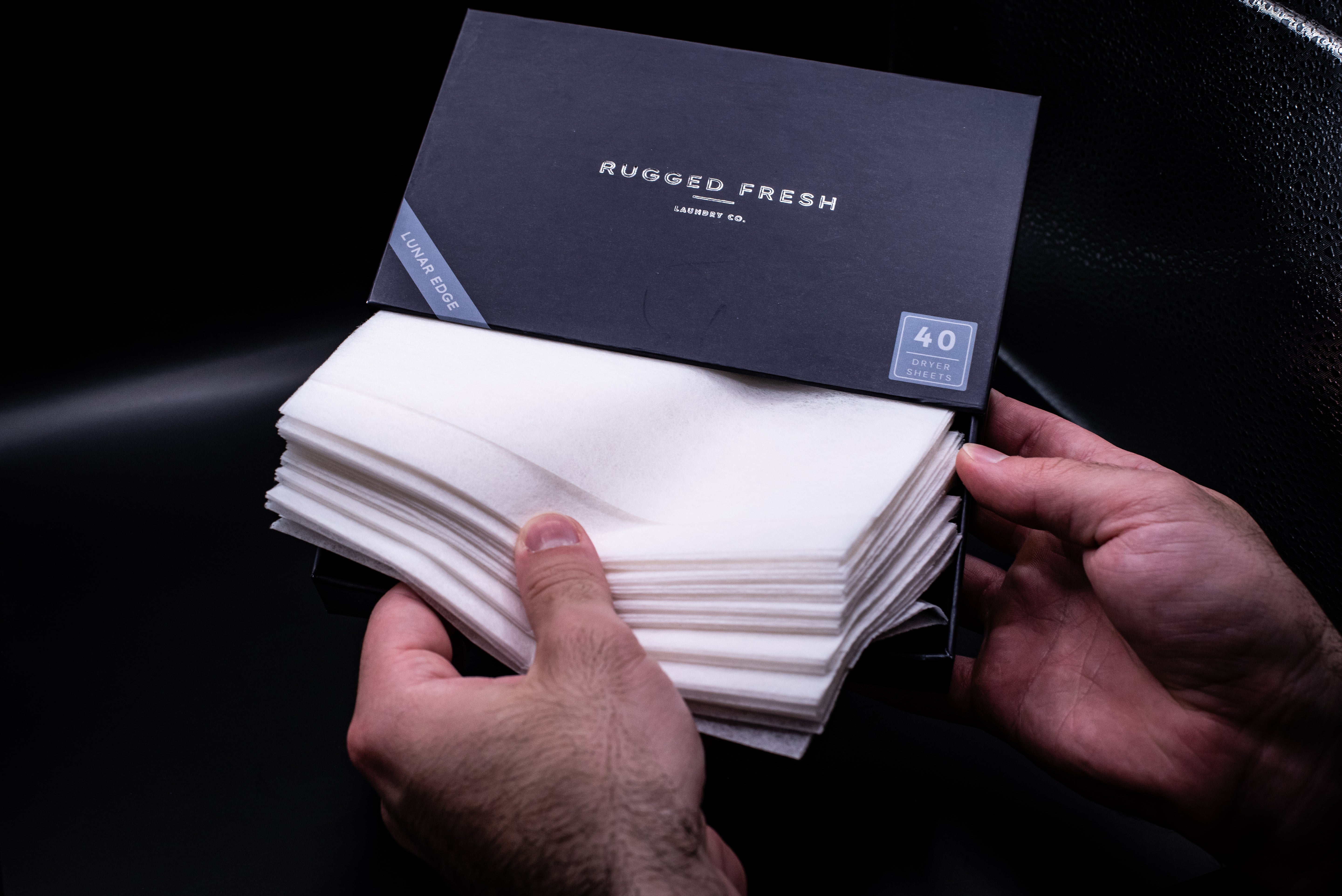 Rugged Fresh Lunar Edge Laundry Bundle - 40 Dryer Sheets & Premium Drawer Box